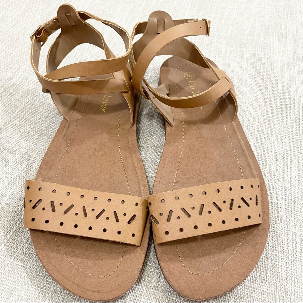 Lip Lover Tan Gladiator Sandals Size 36 (6)